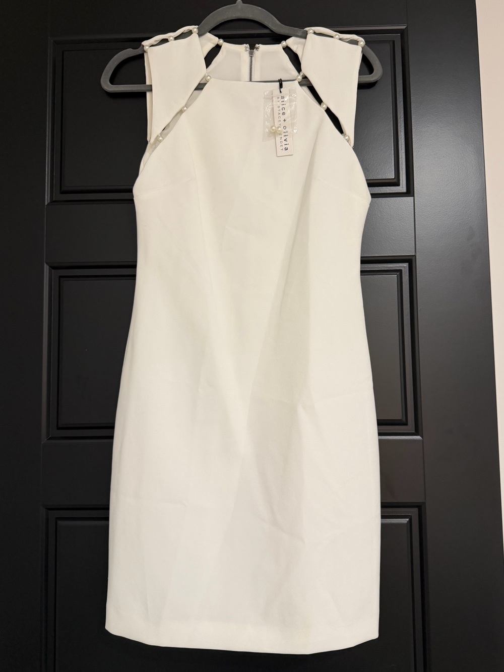 Alice + Olivia White Pearl Cutout Mini Dress Size 6 NWT